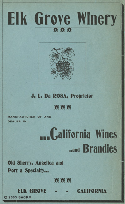 [Elk Grove Winery - Pamphlet Cover]