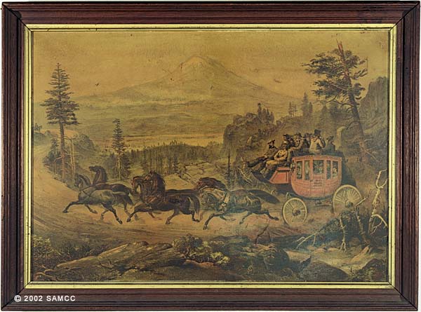 Lithograph of California and Oregon Stage Company stagecoach