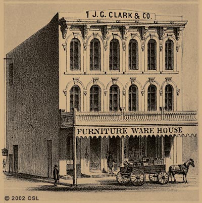 [T.G. Clark & Co. Furniture Warehouse. Detail of birds-eye view of Sacramento]
